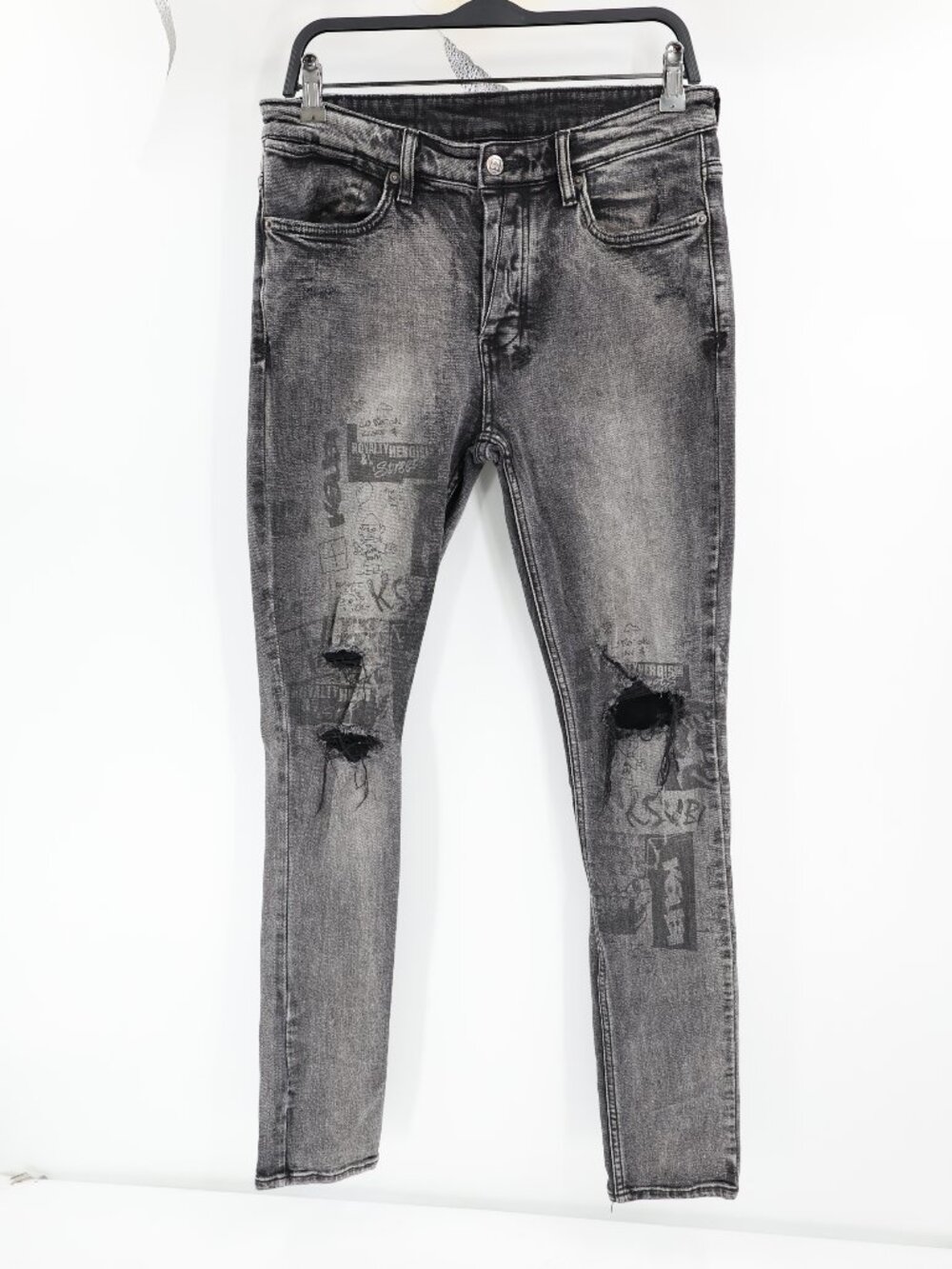 Ksubi Jeans Mens 32 L32 Van Winkle mash up Denim Button Fly Mid Rise Destroyed